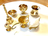 Premium Brass Puja / Aarti Thali set with Abhishekam - Large 26cm (9 items)