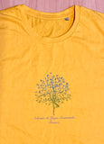 100% Standard Cotton Men's Unisex Yoga T-shirt Yellow (Ashram Tree)