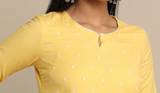 Woman's High Quality Yellow kurta with mini silver flower stitching - Size S (one size only)