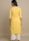 Woman's High Quality Yellow kurta with mini silver flower stitching - Size S (one size only)