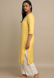Woman's High Quality Yellow kurta with mini silver flower stitching - Size S (one size only)
