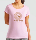Women's Pink Om Namah Sivaya Cotton Yoga T-shirt