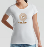 Women's WHITE Om Namah Sivaya Cotton Yoga T-shirt