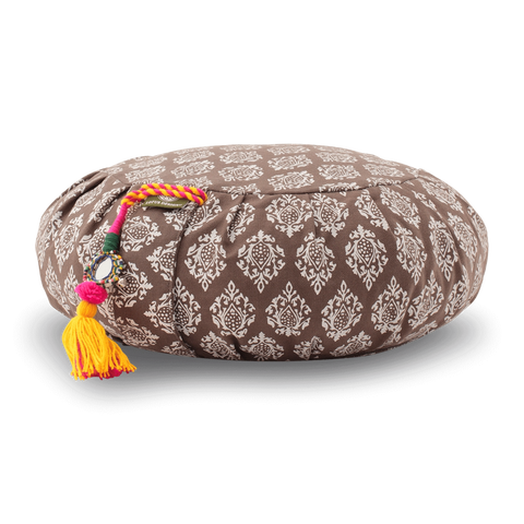 Meditation cushion round Indian pattern 15 cm hight (2 colours)