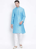 Men's Silk Blend Sky Blue Kurta