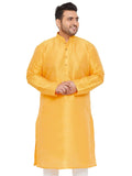 Men's Silk Blend Yellow Kurta