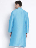 Men's Silk Blend Sky Blue Kurta