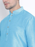 Men's Silk Blend Sky Blue Kurta