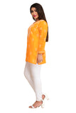 Woman's Hand Embroidered Cotton Chikan Kurta - Orange (A250565)