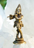 Krishna standing statue, golden brass 12cm