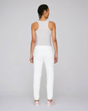 Organic Cotton White Woman Yoga Trousers Pants with Ashram Tree