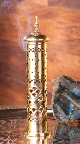 Metal tower incense holder