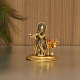 Krishna Idol Statue murti with Kamdhenu cow 10cm