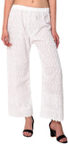 Cotton Chikan Embroidery Palazzo Pants (White)