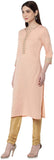 Gold Embroidery Pink Cotton Kurt for Woman (KF60)