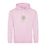 Unisex Yoga Hoodie Sweatshirt with Ashram Tree - Baby Pink