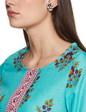 Woman's Turquoise Cotton Kurta (TQ21)