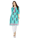 Woman's Turquoise Cotton Kurta (TQ21)