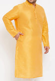 Men's Silk Blend Yellow Kurta