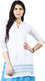 Women's White Chikankari Embroidered Kurta (EK62)