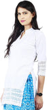 Women's White Chikankari Embroidered Kurta (EK62)