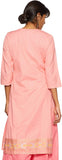 Woman's Peach pink with Gold Pattern Kurta (KF41)