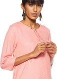 Woman's Peach pink with Gold Pattern Kurta (KF41)