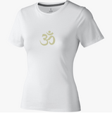 Women’s Slim Fit Standard Cotton White Yoga T-shirt - Gold Om