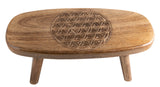Flower of Life Mango Wood Meditation Bench