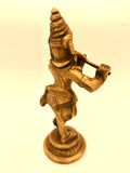 Krishna standing statue, golden brass 12cm