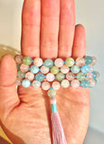 Multicolor Aquamarine Mala (8mm beads)