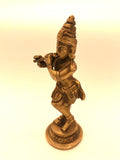 Krishna standing statue, golden brass 12cm