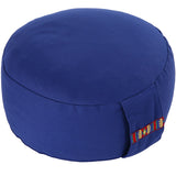 Meditation cushion round with decorated handle loop 10 cm height *5 colours*