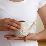 Ceramic Neti Pot cream colour with OM