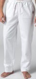 100% Organic Cotton White Unisex Traditional Yoga pants Trousers (with embroidered OM)