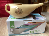 Mandala Neti pot / Lota glazed ceramic 250ml - 2 colours, green and yellow