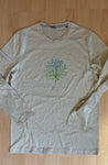 Men's Unisex Standard Cotton Long Sleeve Khaki Yoga T-shirt - Ashram Tree