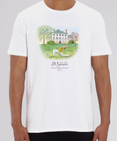 T-shirt de yoga unisexe blanc 100 % coton biologique pour homme (20e anniversaire de l'Ashram)