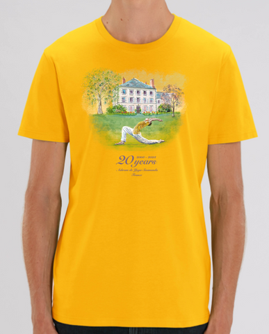 100% Organic Cotton Yellow Unisex Men's Yoga T-shirt (20 year Ashram Anniversary)