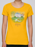 T-shirt de yoga pour femme jaune 100 % coton biologique (20e anniversaire de l'Ashram)