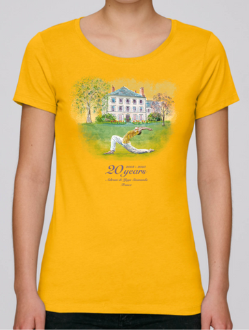 100% Organic Cotton Yellow Women's Yoga T-shirt (20 year Ashram Anniversary)