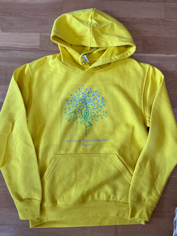 Unisex Yoga Hoodie Sweatshirt with Large Ashram Tree - Yellow