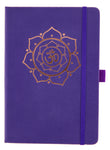 A5 notebook purple with gold OM in a gift box + 3 Yoga symbol paper clips