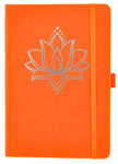 A5 notebook orange with Lotus in a gift box + 3 Yoga symbol paper clips