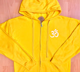 Unisex Men's Yoga Zip Hoodie Jacket - Yellow with OM Symbol