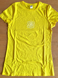 Women's Yellow Om lotus flower Standard Cotton Slim Fit Yoga T-shirt