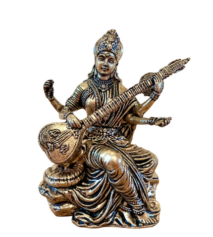 Goddess Saraswati brass statue, high quality 7cm