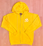 Unisex Men's Yoga Zip Hoodie Jacket - Yellow with OM Symbol