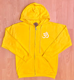 Unisex Men's Yoga Zip Hoodie Jacket - Yellow with OM Symbol