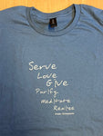 100% Standard Cotton Men's Unisex Yoga T-shirt Blue (Serve Love Give)